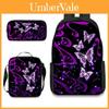 Butterfly Pattern School Backpack Set With Lightweight Oxford Fabric For Elementary Students