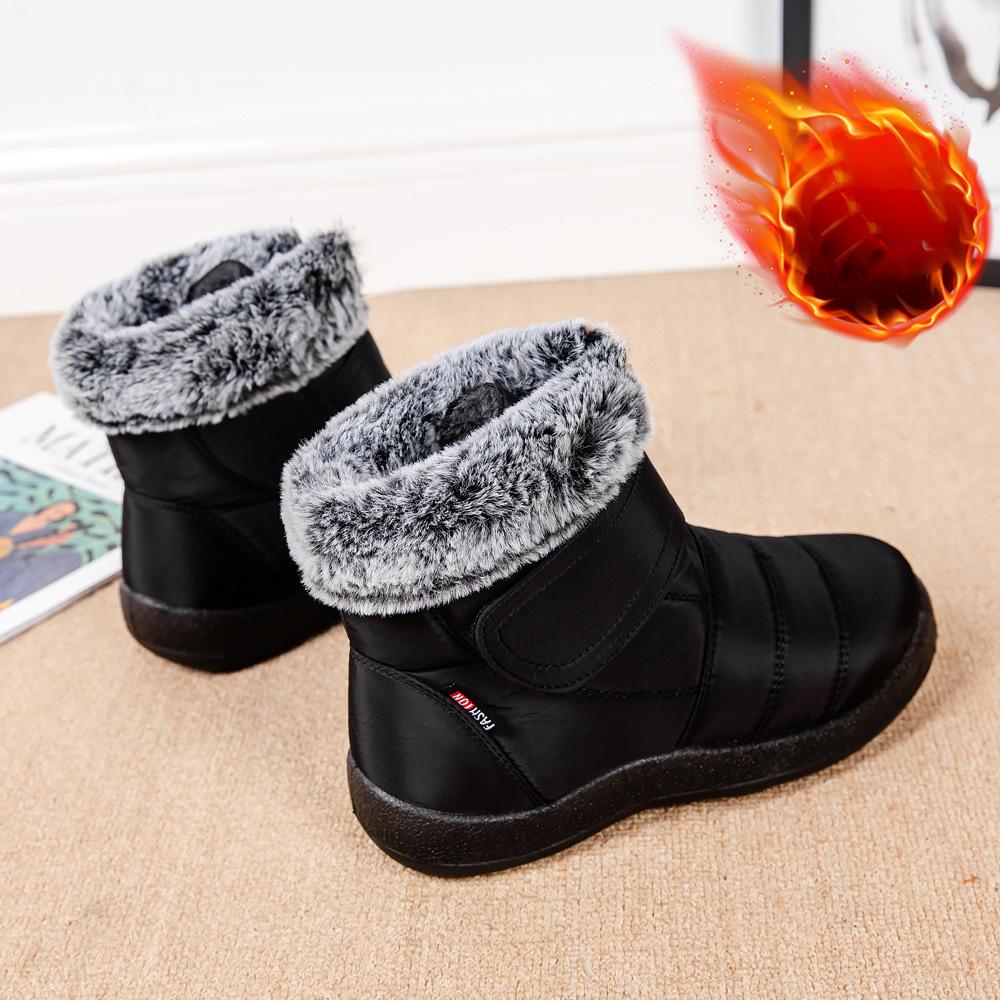 Women's Warm Snow Boots Velcro Waterproof Large Anti Rabbit Hair Boots Casual Shoes