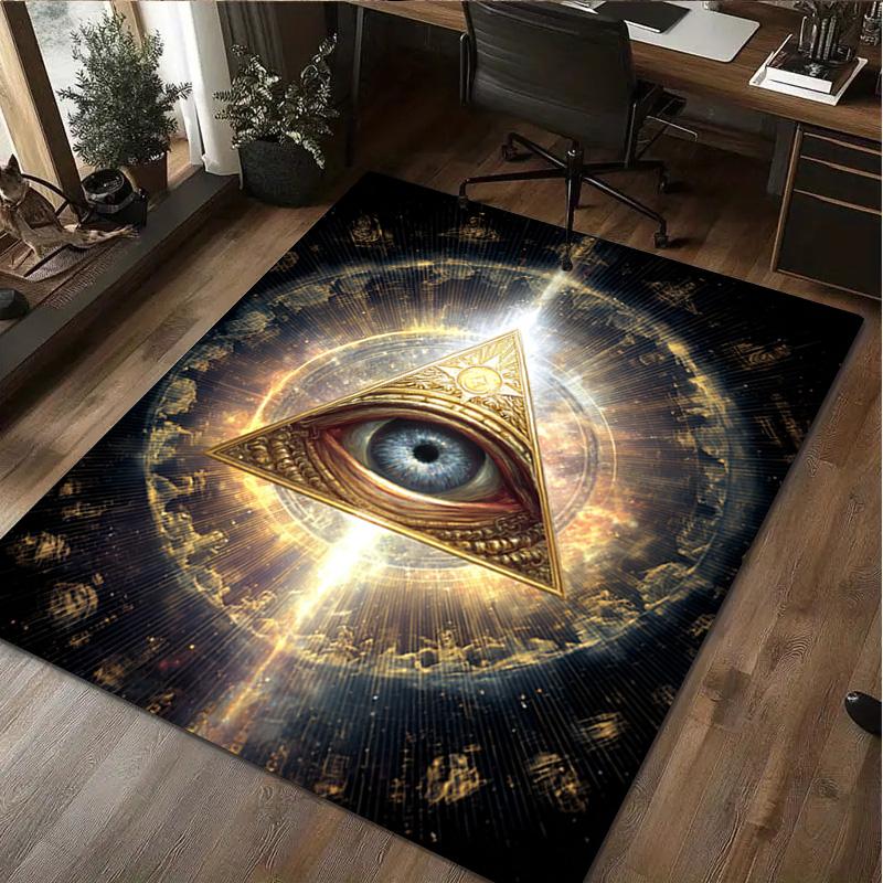 1Pc Freemason Print Rug - Home Decoration Carpet For Living Room Bedroom Flooring Computer Chair Area Rug