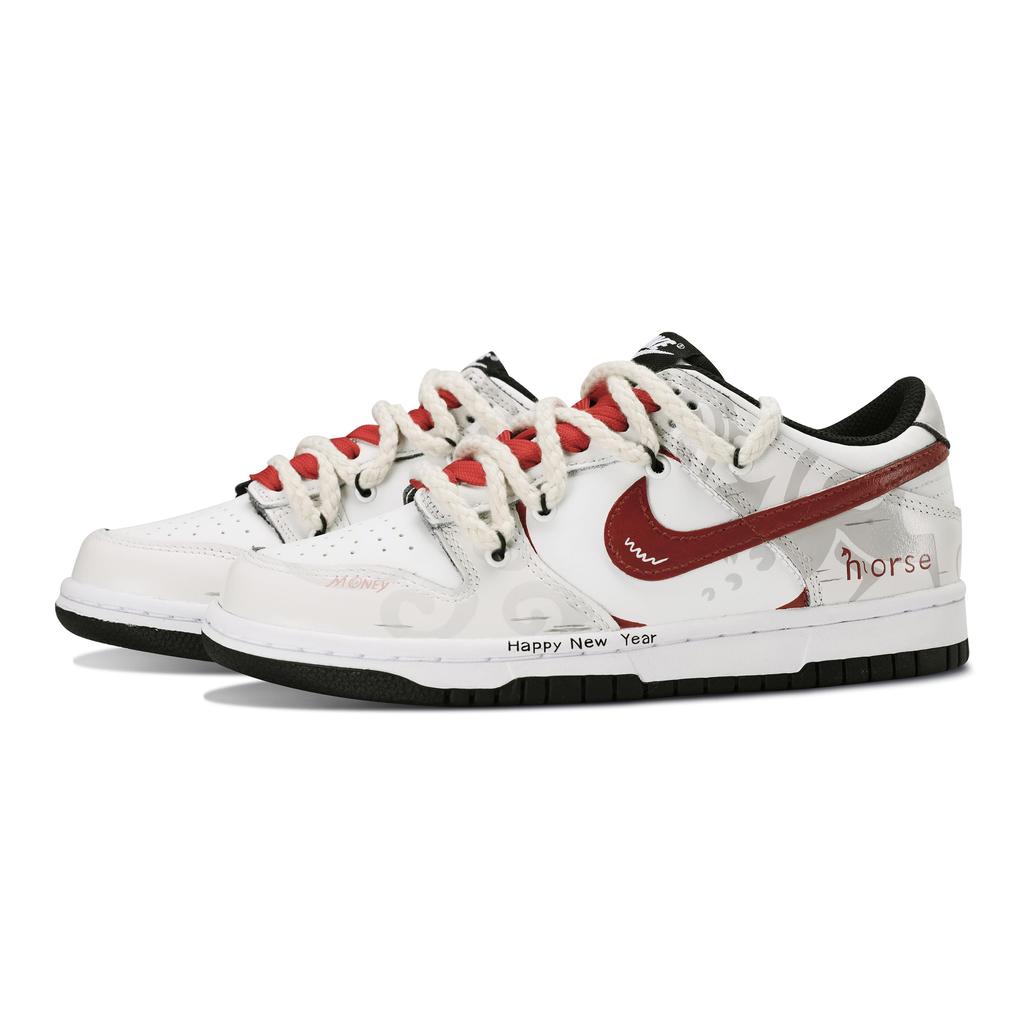 Nike Dunk Abrasion Resistant Low Top Skateboard Shoes Men's Beige Red HF5441-100(Team398--)