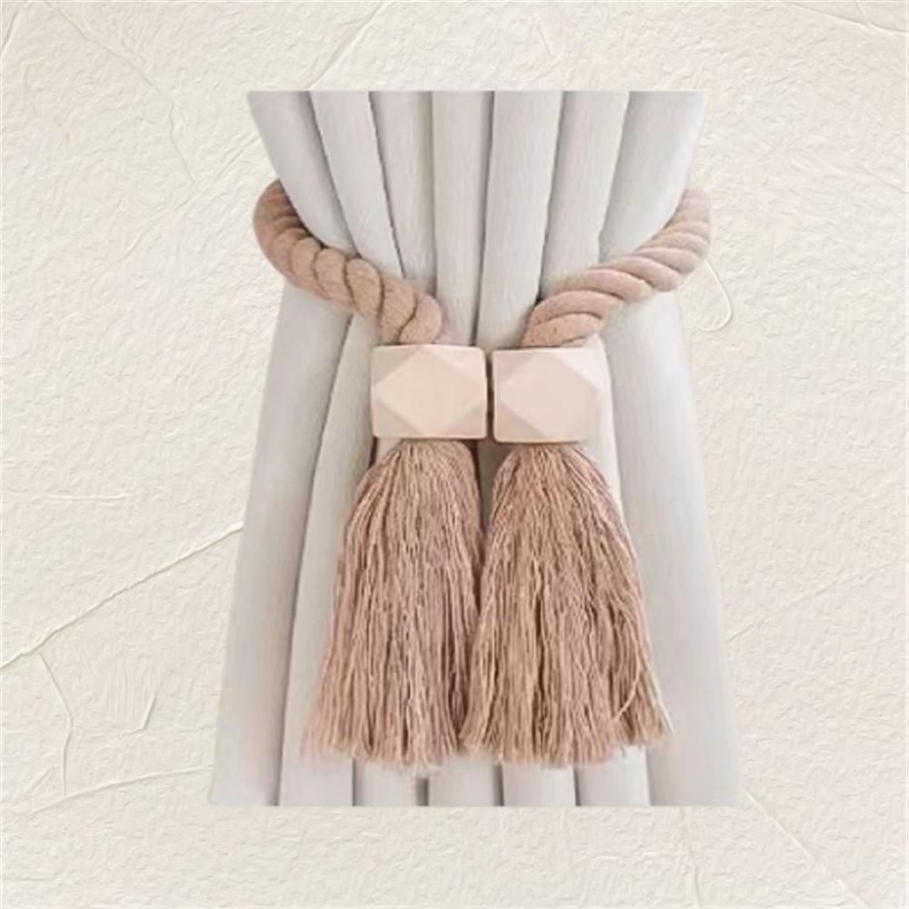 Hand-woven Solid Wood Magnetic Knot Curtain Tiebacks with Boho Style, Suitable for Living Room and Bedroom Home Decoration.