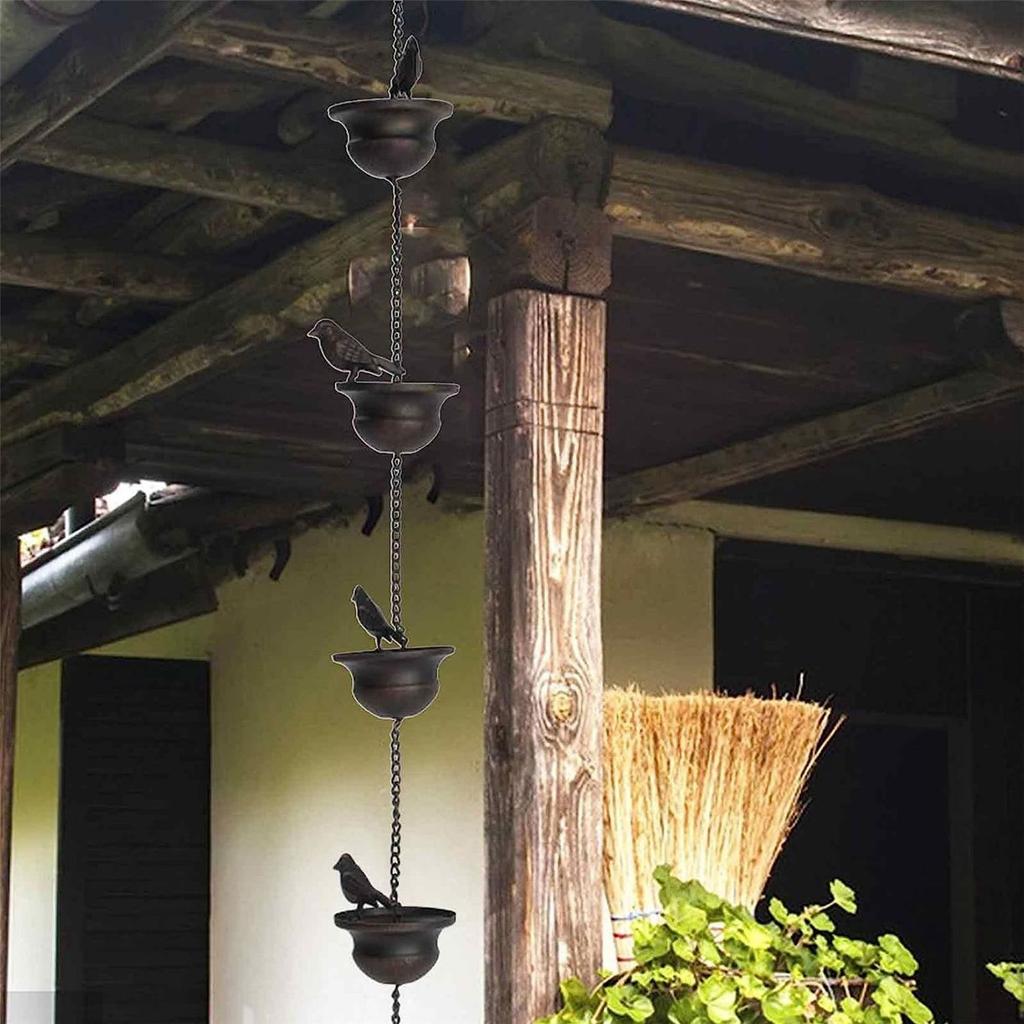 Rain Chains for Gutters Birds On Cups Gutter Chain Downspout Replacement Rain Chain Gutters Pendant Decoration