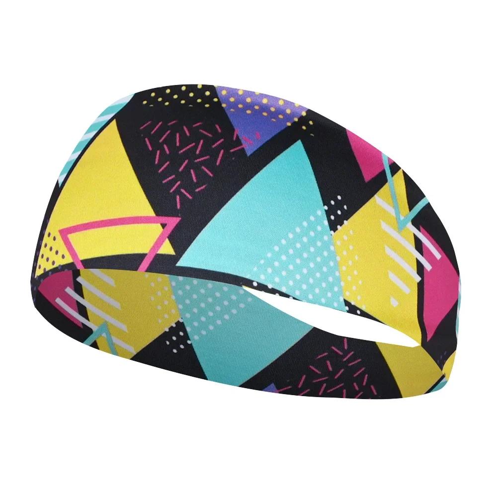 Bedrucktes Sport-Stirnband, Schweißband, für Damen und Herren, für Fitnessstudio, Fitness, Laufen, Tennis, Kopftuch, Stretch, elastisches Sport-Schweißband, Yoga-Haarbänder