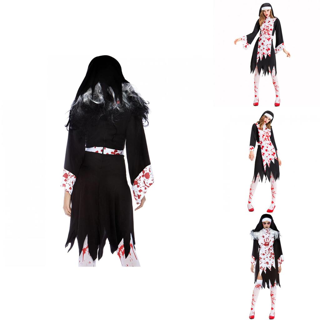 Elegant And Silky Women's Nun Cosplay Costume For Halloween