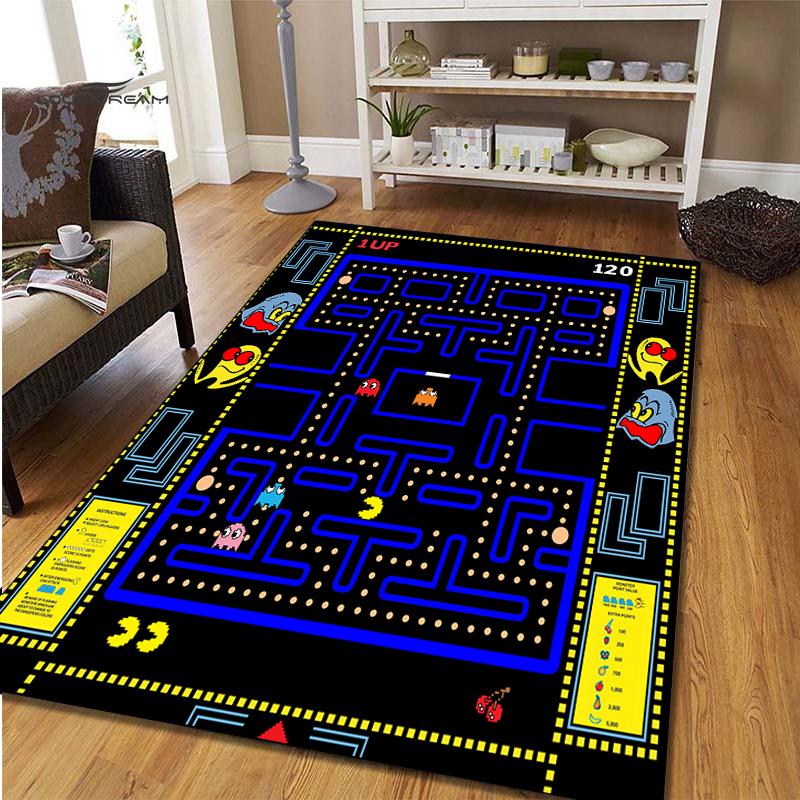 Pac-man tapete retro área de jogo tapete de jogos retro sala de estar área decoração de casa presente de inauguração tapete de área de escritório