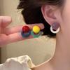 French Style Y2k Candy Color Round Circle Stud Color-blocking for Women Design Resin Geometric Vacation Style Earrings Jewelry
