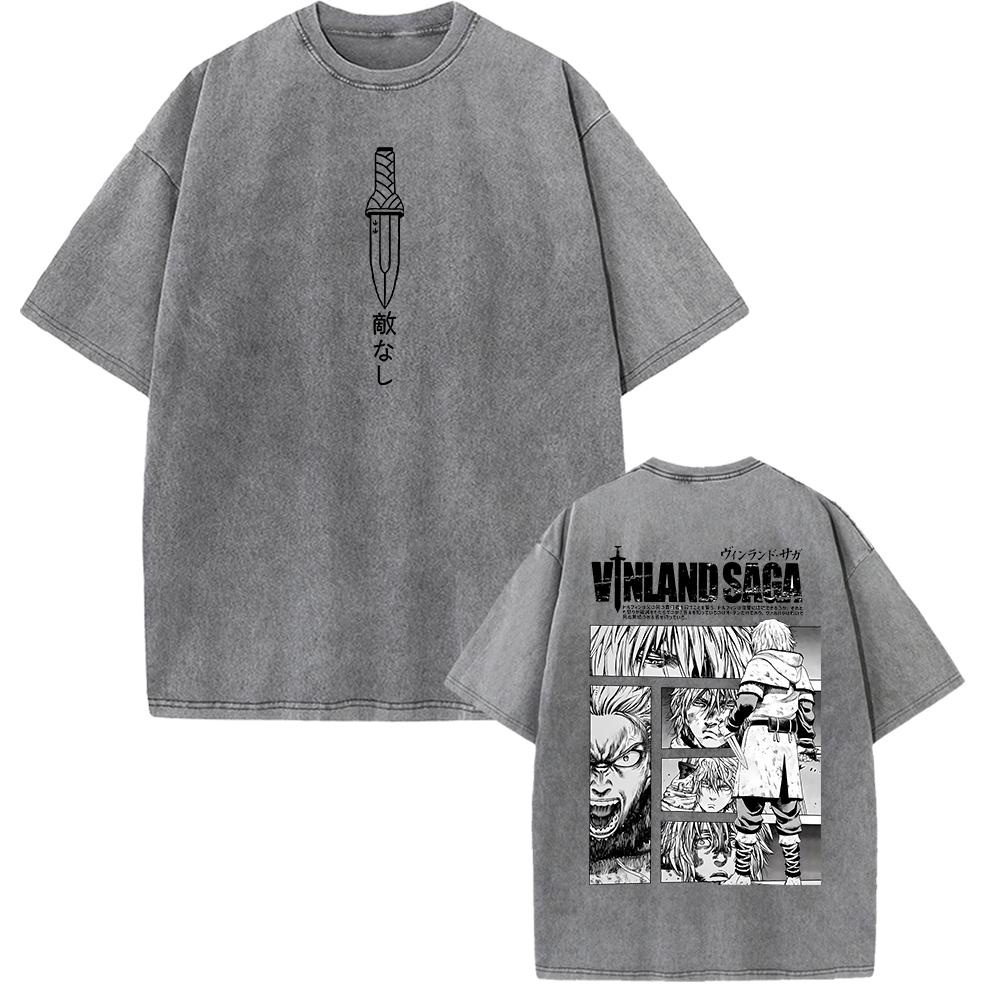 VINLAND SAGA Manga Graphic T-Shirt Thorfinn Vintage Washed Loose Tee