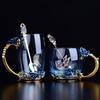 Precioso Juego de Taza de Té de Cristal Esmaltado Rosa - ¡Incluye Vaso, Taza de Café y Cuchara!