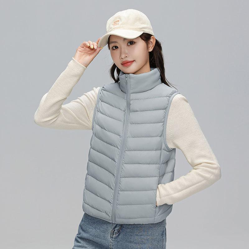 Autumn and Winter New Fashion Stand-up Collar Zipper Short White Duck Down Vest Winter Vest Jacket Vest Tide