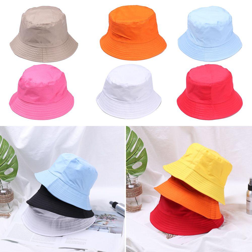 Fashion Casual Cotton Fisherman Cap Sun Caps Candy Color Bucket Hat