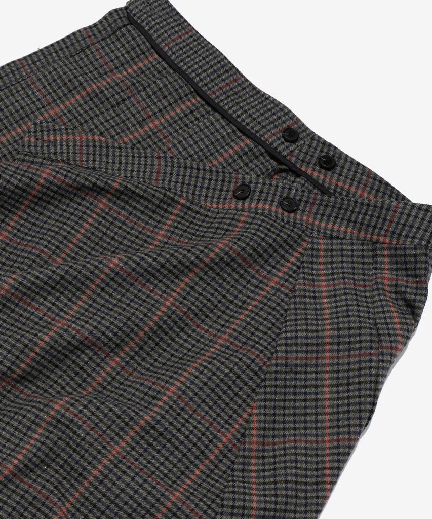 Cargo Bros For Woman Wool Check Pleated Wrap Midi Skirt (Charcoal)