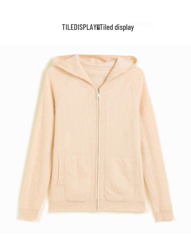 Cardigan à capuche en cachemire épais pour femme - Tricot lâche zippé pour l'automne et l'hiver