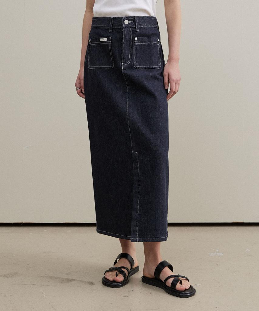Artid Selby Pocket Slit Denim Skirt_Blue