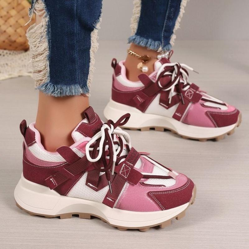 Comfortable Low Top Lace Up Women Sneakers  New Women Breathable Platform Sneakers Outdoor Casual Shoes
