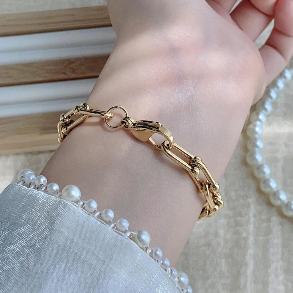 SUNLIFEX Vintage Gold Women's Square Chain Bracelet Watch