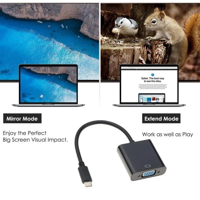 USB 3.1 Type C To VGA Adapter HD 1080P Type C To VGA HDMI To VGA Cable Video Converter For PC Laptop