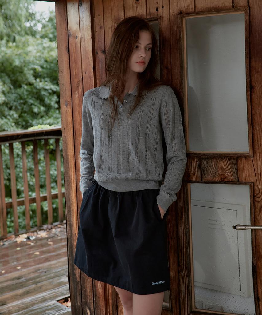 Seutyudioaenpaleukeu Openwork Collar Wool Knit_Grey