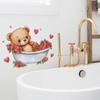 Bathtub Bear Roses Bathroom Bathroom Home Background Beautification Decoration Wall Stickers