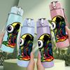 1PC Colorful One Eyed Monster Print 750ml Color Plastic Sports Water Bottle Leakproof Flip Straw Lid Suitable for Sports Office Home Use