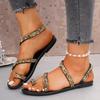 Fashion Ladies Shoes 2025 Summer Plus Size Open Toe Women's Sandals Outdoor Bling Casual New Comfortable Daily Beach Flat Thong Sandals