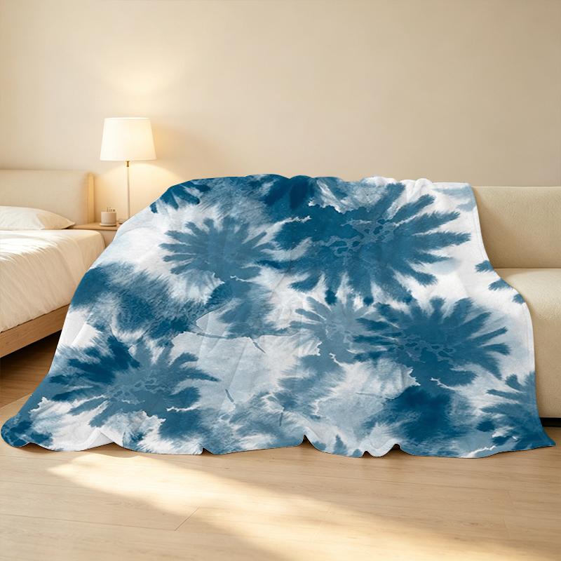 Lightweight Tie-Dye Flannel Blanket Soft, Skin-Friendly, Cozy & Warm Throw for Home Decor, Window Sill, Christmas & Halloween