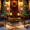 Decorative Christmas Solar Stakes 2Pcs Santa Garden Stake Lights, Pathway Lawn Winter Landscape Lighting Decor with Metal Lantern, Waterproof Outdoor