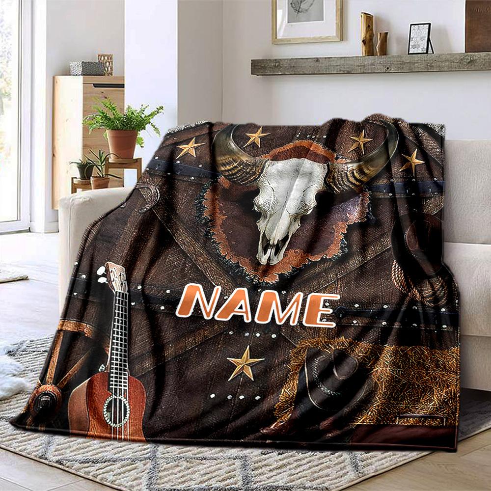 Western Theme Home Customize Your Name Blankets Comfortable Soft Lightweight Allseason Multipurpose Blanket For Picnics Sofas Offices Beds Living