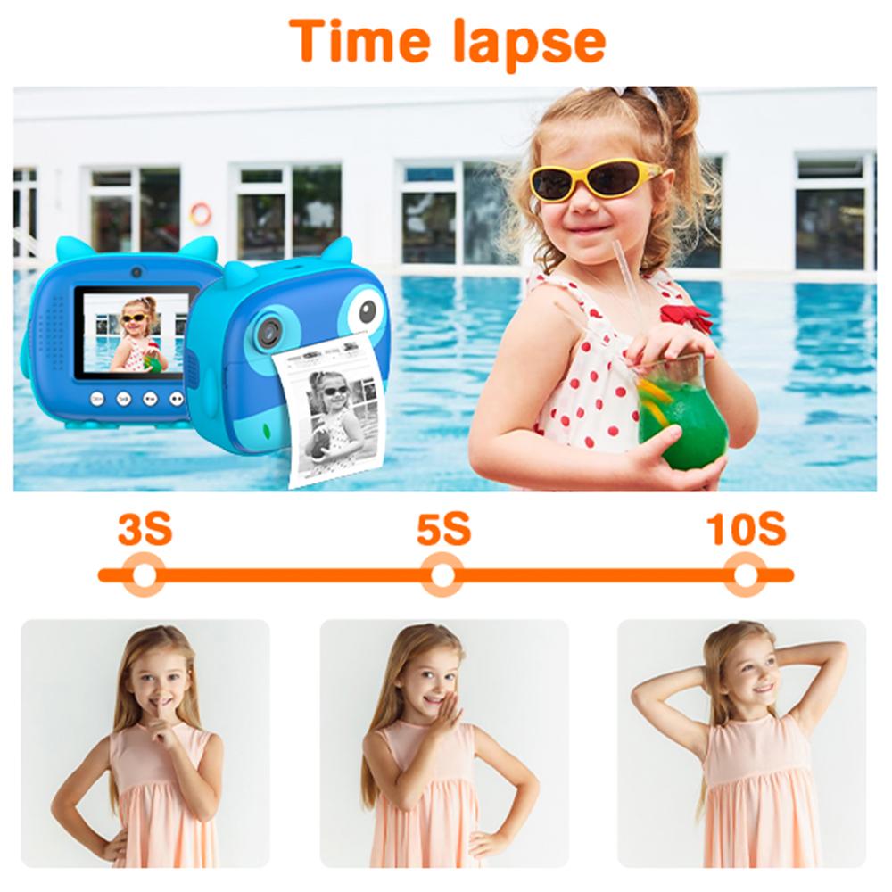 2.5K Cute Kids Instant Camera 12MP Kids Digital Camera Childeren Instant Print Camera with 2.4-inch