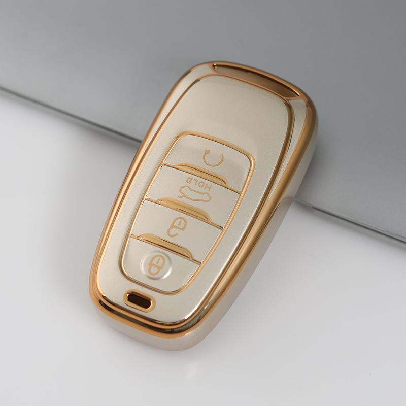Champagne Goud TPU Auto Sleutelhoesje voor Hongqi H5/H9 Sleutelhanger