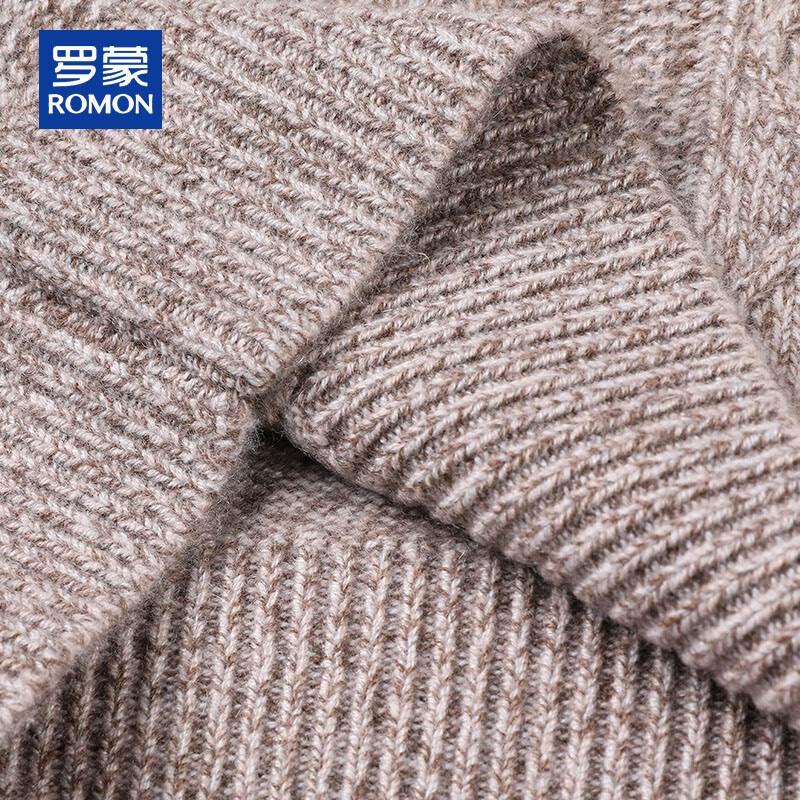 ROMON Men's 100% Cashmere Half-Turtleneck Cable Knit Sweater