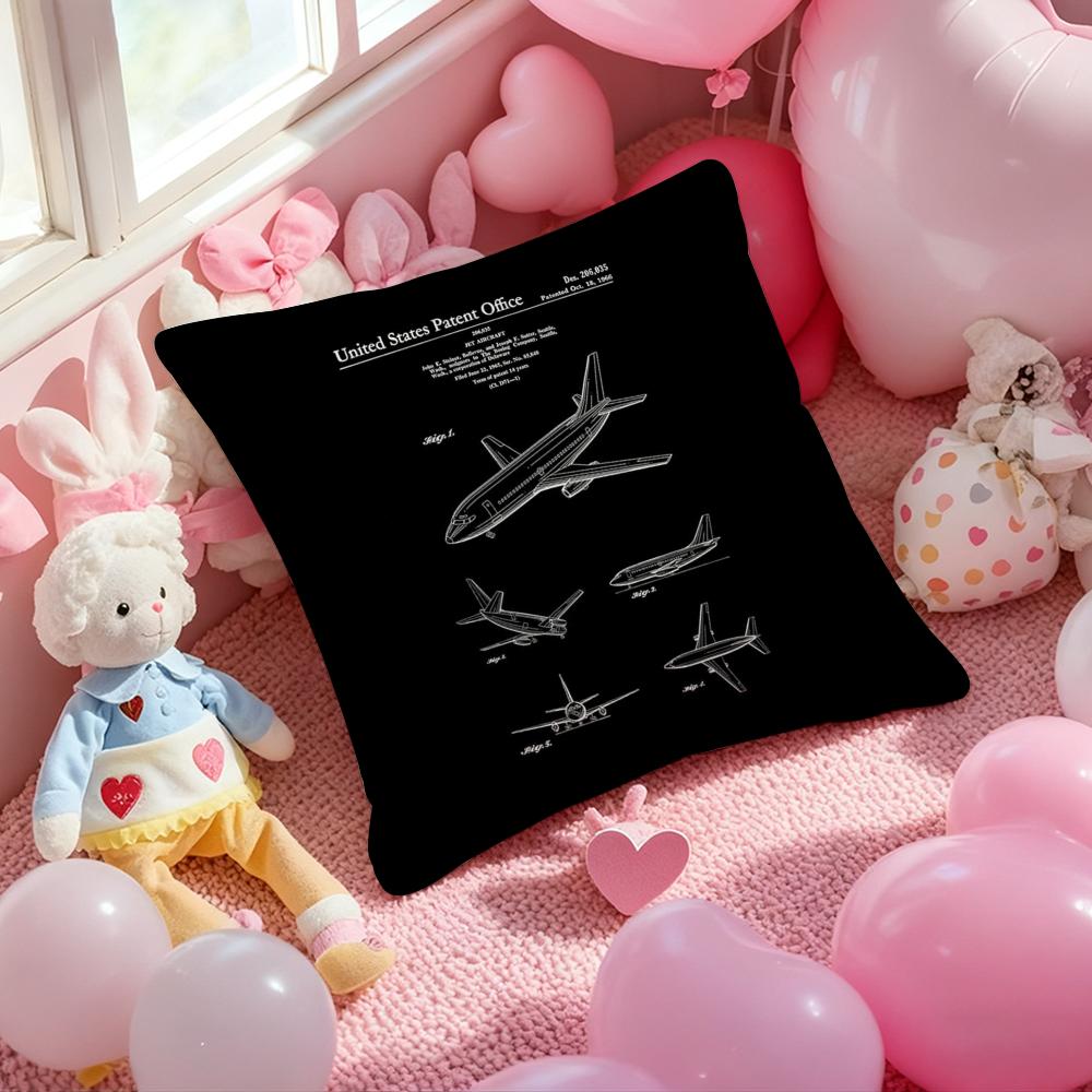 Aircraft hand drawing Air Cushion Cover Pattern Printed Pillowcase for Living Room Sofa Cushion Cover & Bedroom Decor