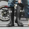 High tube rain shoes men's non-slip waterproof fashion medium tube rain boots warm rubber shoes kitchen work long tube water shoe cover shoes