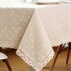 Gänseblümchen-Blumenmuster-Tischdecke, Leinen und Baumwolle, Spitzenkante, rechteckige Tischdecke, Heim- und Hoteltextilien