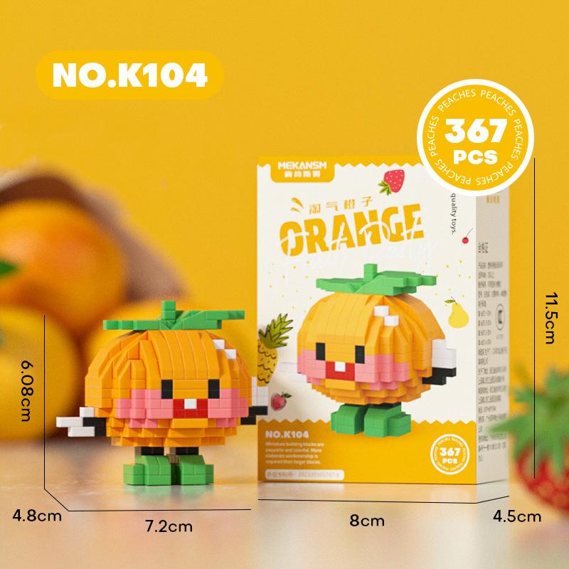Creative Construction Blocks Designed For Children Puzzle Assembly Watermelon Durian Avocado Desktop Cartoon Doll Ornaments DIY Toy Present