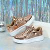Couples Thick Soled Sneaker Sequins Fashion Lace Up Shoes Platform Casual Shoes Sports Breathable Outdoor Autumn Running Shoes