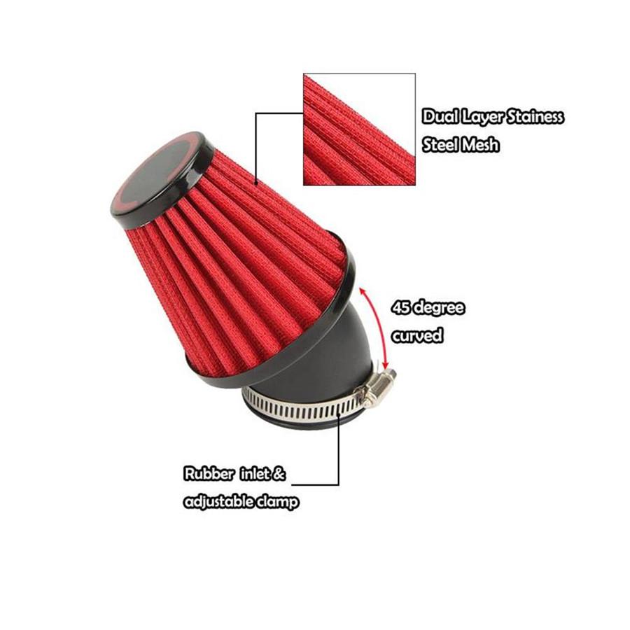 Red Air Intake Filter Pod 45 Angled Inlet Universal for 42mm Motorcycle Scooter