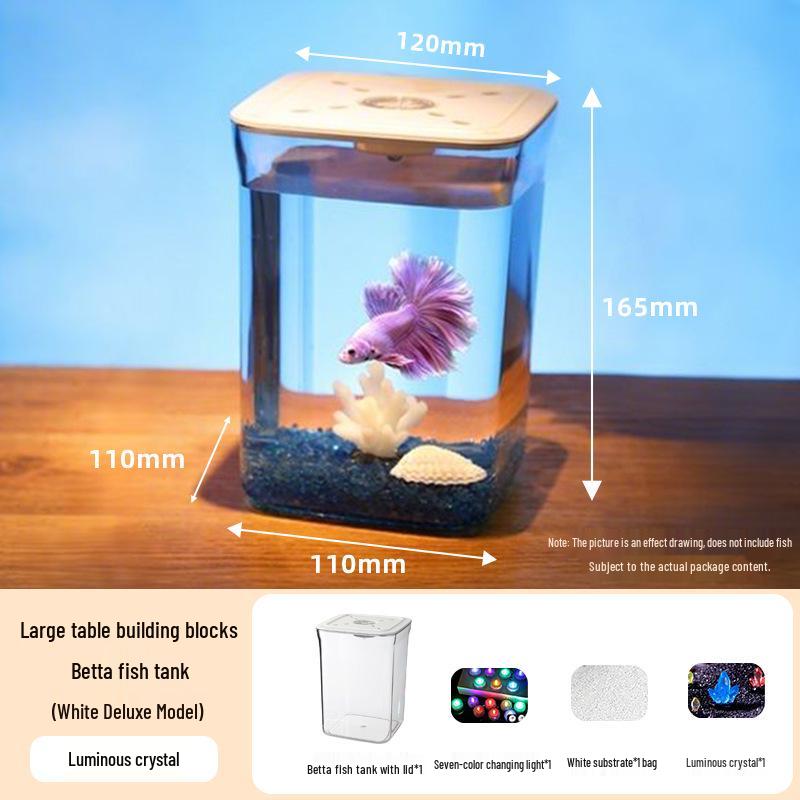 Siamese Fighting Fish Desktop Mini Tank - Betta Micro-Landscape Aquascaping Aquarium Decor.