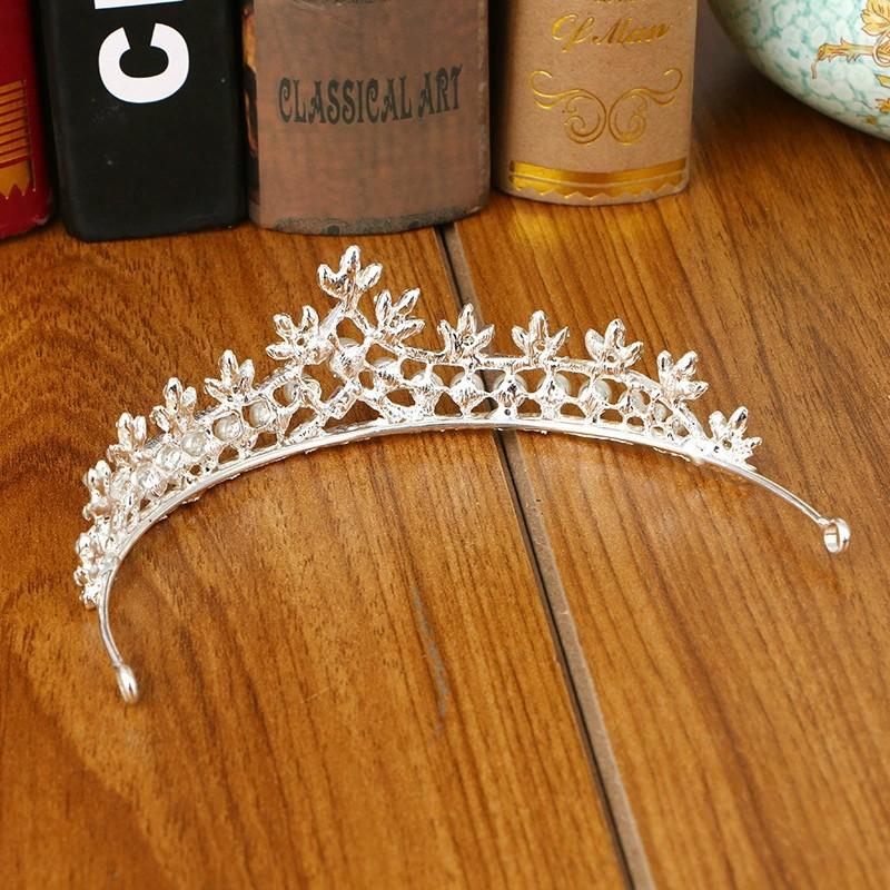 Bridal Jewelry Crown Alloy Diamond High-gloss Pearl Crown Tiara Crown Phoenix Crown Wedding Dress Accessories Jewelry