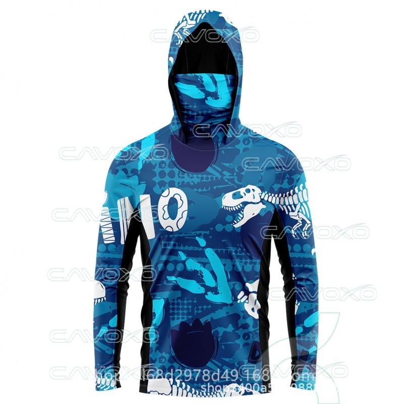 Chemise de pêche à séchage rapide en fibre de bambou avec capuche, protection faciale, légère, protection UV, manches longues, pêche en extérieur