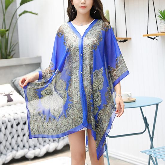 Women Shawl Cashew Print Beads Ladies Loose-fitting Sexy Cover Up for Vacation