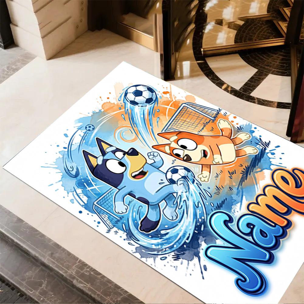 Bluey's Adventure World Customized Name Area Rug Suitable for Living Rooms Dormitory Balcony Decorate Room Anti-slip Rug Anime Office Decor