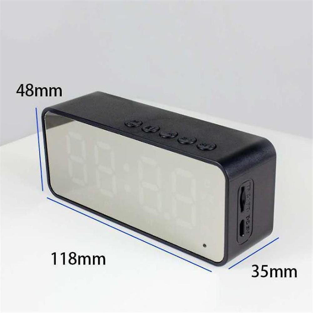 Digital Display Mirror Alarm Clock with Radio Bluetooth-compatible Speaker Home Study Decoration Less
