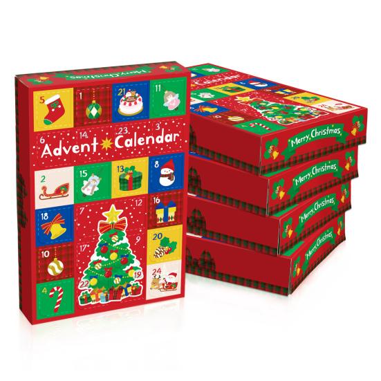 5 Pcs 24-Grid Advent Calendar DIY Fillable Empty Boxes 24-Day Christmas Countdown Calendar Candy Wrapping Boxes for Holiday Christmas Party Favors