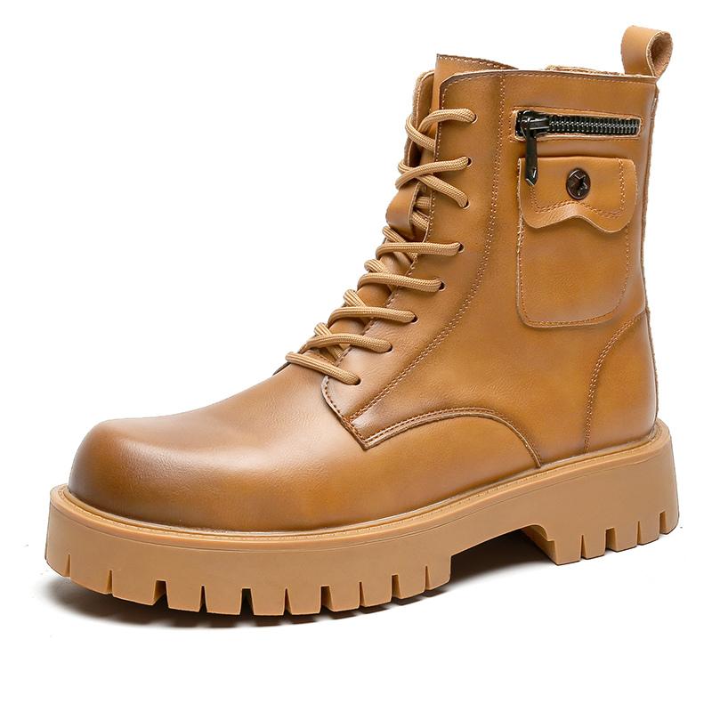 British Style White Men Boots Superstar Designer Streetwear Shoes Men Motorcycle Boots Comfortable High Top Men's Leather Boots