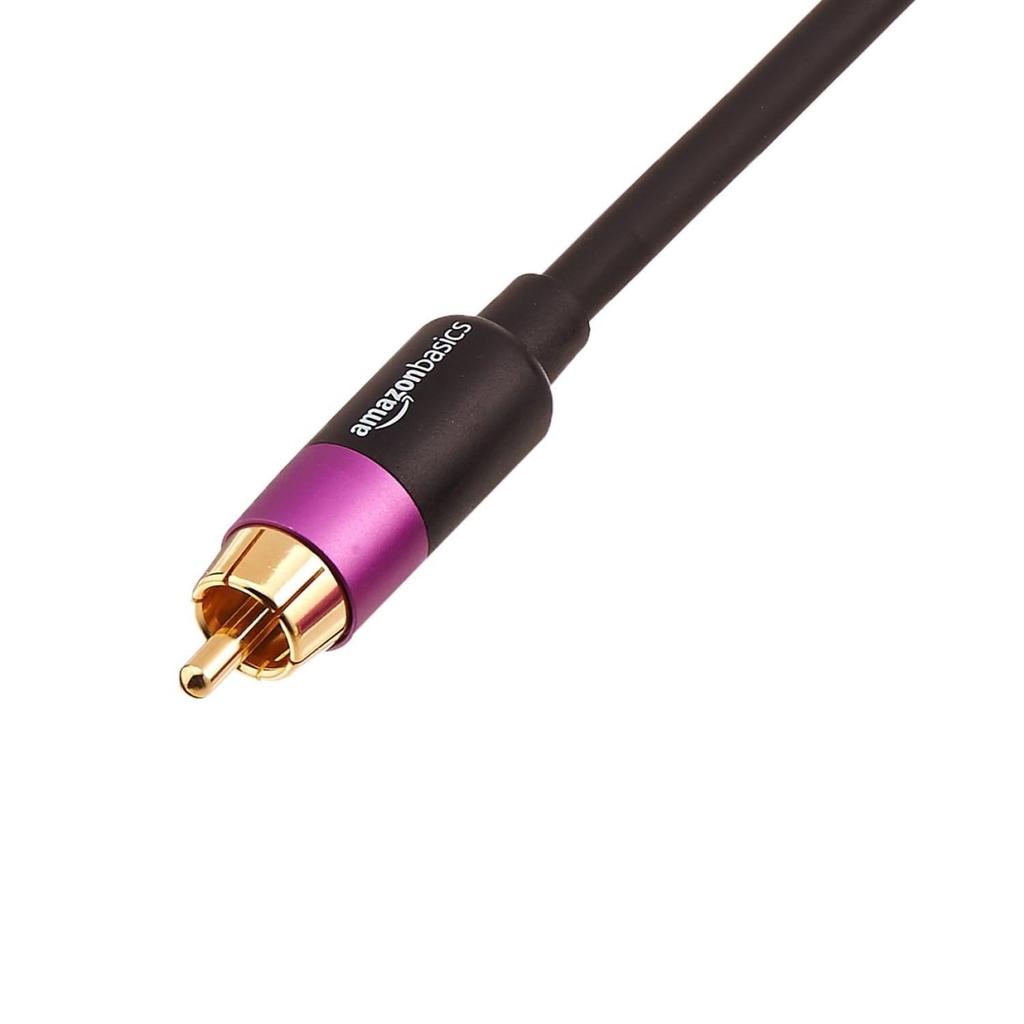 AmazonBasics 1pc RCA Audio Cable for Speaker with Gold Plated Plug Black Subwoofer/Amplifier/Active 10.6m