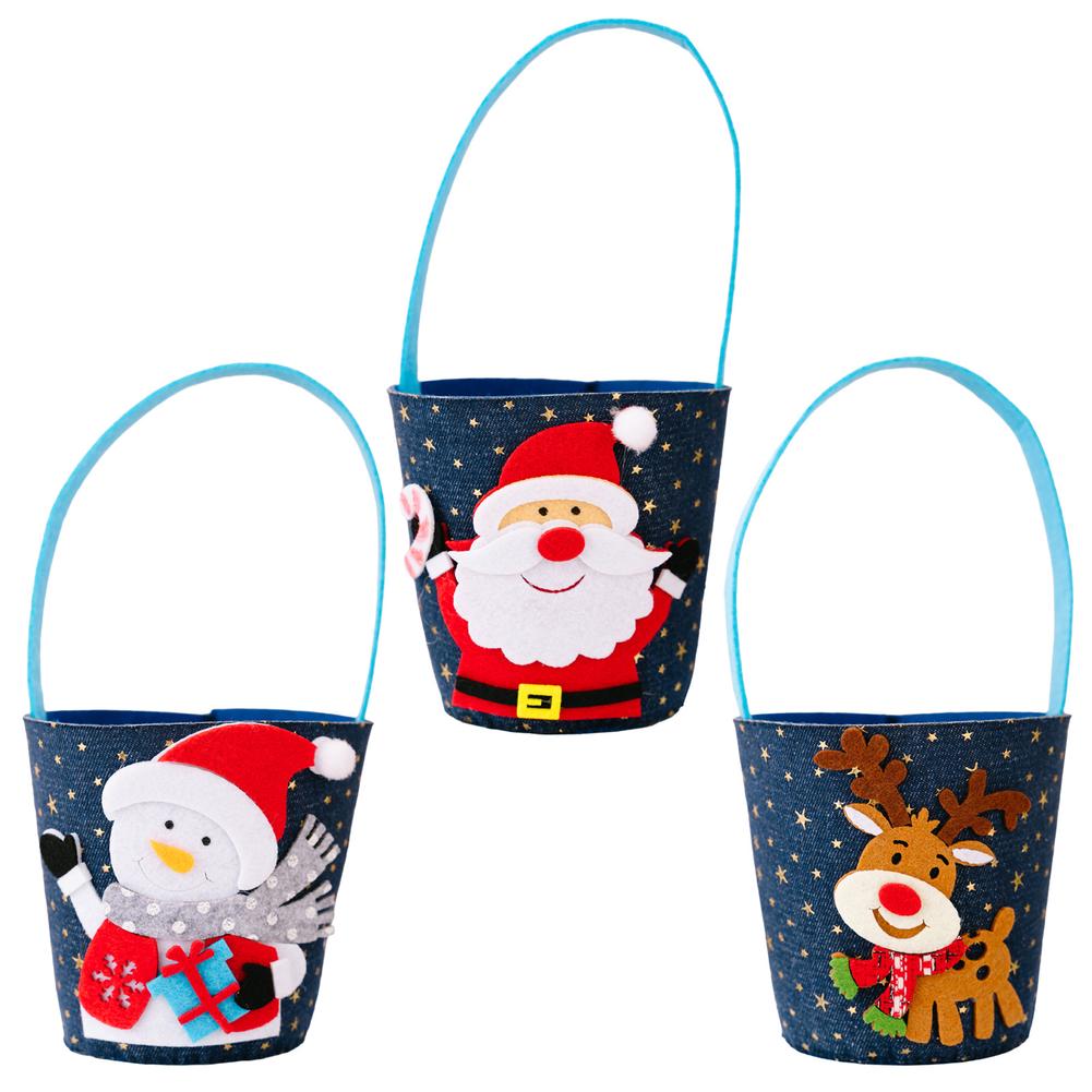 Christmas Bags Fabric Present Bags Santa Claus Tote Cheerful Decoration