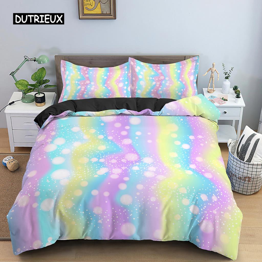 Geometric Printed Bedding Set Colorful Stripe Duvet Cover For Kids Children Quilt Cover 2/3Pcs Microfiber Fabric Home Textile