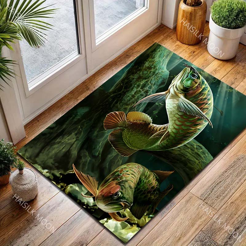 Mehrere Größen Fisch Kunst Teppich Muster Teppich für Wohnzimmer Schlafzimmer Sofa Heimdekor Rutschfeste Bodenmatte Luxus Geschenk