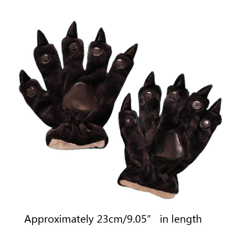 Guantes de Pata de Dinosaurio de Peluche Guantes de Mano de Animales Lindos de Dibujos Animados Guantes Cálidos de Pata de Animal Herramienta de Cosplay Accesorios para Fiesta de Disfraces