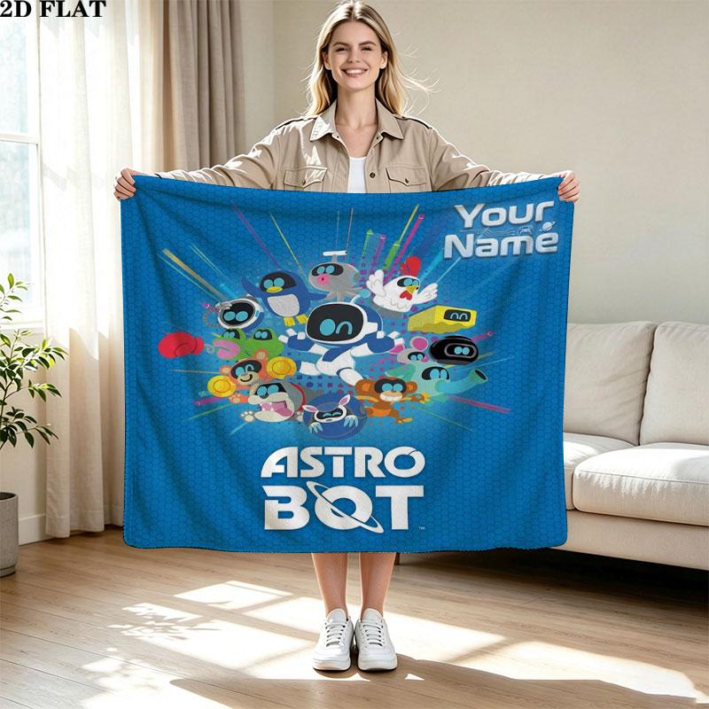 1PC ASTRO BOT Custom Name Patterned Flannel Blanket Suitable For All Seasons for Home Decor Warmth and Comfort Gifts Holiday Present